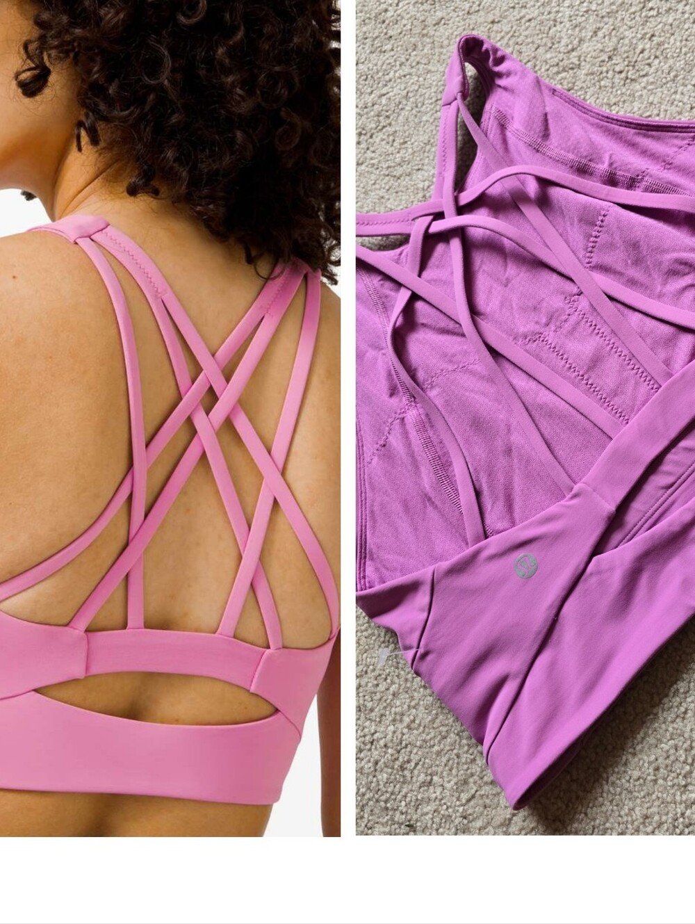 Lululemon Free To Be Serene Bra High Neck Long Line Special Ed Magenta Glow 10